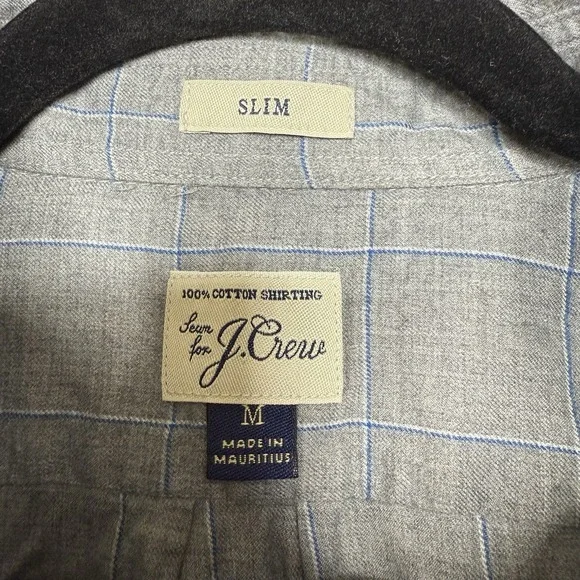 J. Crew Brush Twill Shirt Men's Medium Grey Plaid Slim Slim Fit Flannel G8286 - Picture 4 of 6